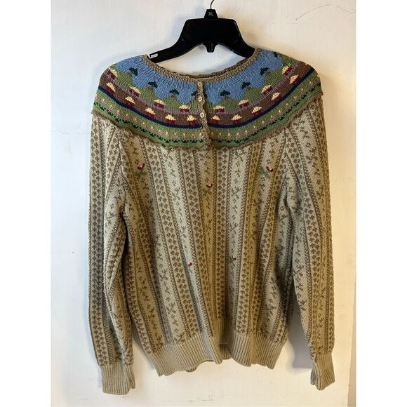 Susan Bristol sweaters 1988 Vintage Brown Flowers size 38 Medium Hong Kong - Picture 1 of 7